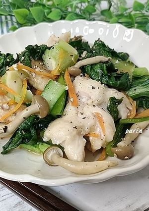 ターサイと鶏胸肉の中華炒め-レシピのメイン写真