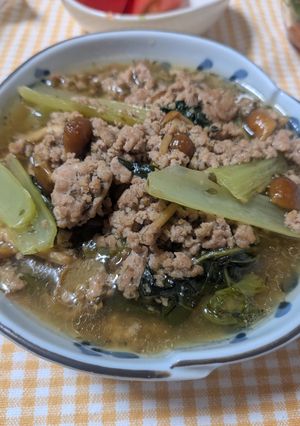 ひき肉となめこと小松菜の簡単主菜-レシピのメイン写真