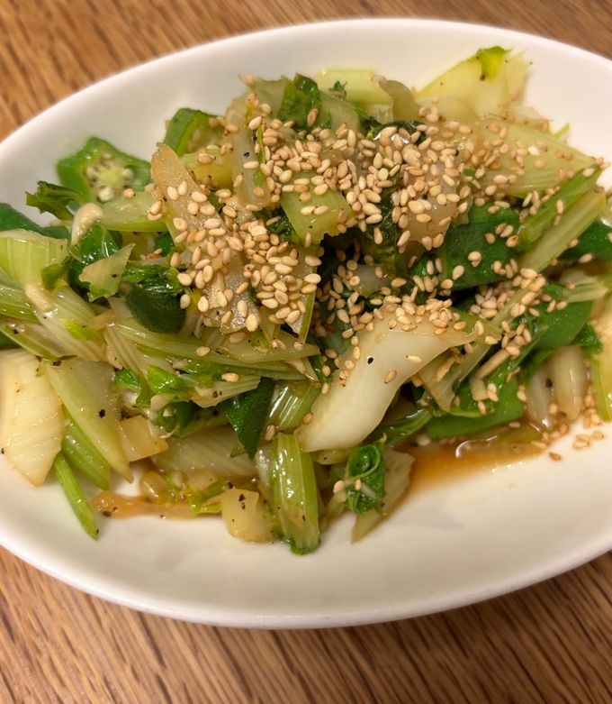 簡単　セロリとオクラの炒め物-レシピのメイン写真