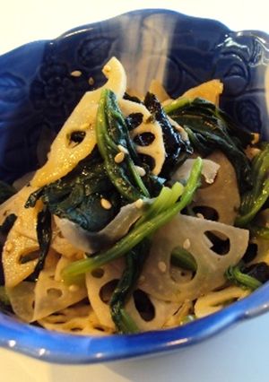 【副菜】ほうれん草とれんこんののり和え-レシピのメイン写真