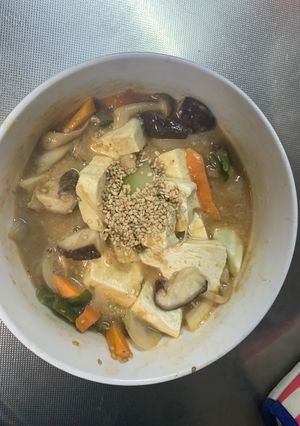 お一人様簡単洋風甘辛オイ梅味豆腐野菜炒め-レシピのメイン写真