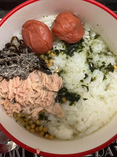 梅干しとツナと塩昆布のお茶漬け-レシピのメイン写真
