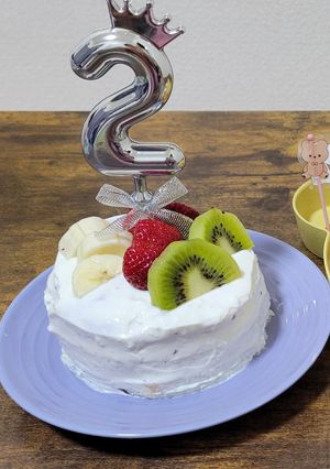 赤ちゃん向けのヨーグルトお誕生日ケーキ-レシピのメイン写真