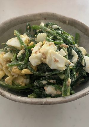 ほうれん草とゆで卵の白だし和え-レシピのメイン写真