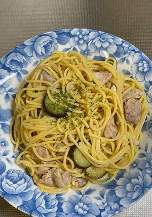 なすびと鶏もも肉のスパゲッティ-レシピのメイン写真