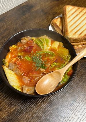 鶏もも肉と白菜のトマト煮込み-レシピのメイン写真