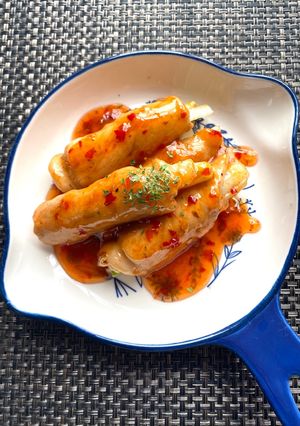 三東菜と豚ロースのスイートチリ巻き-レシピのメイン写真
