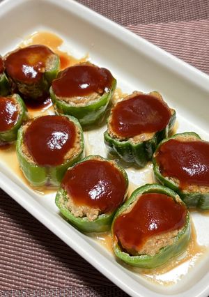 ピーマン🫑の肉詰めおつまみ風😃-レシピのメイン写真