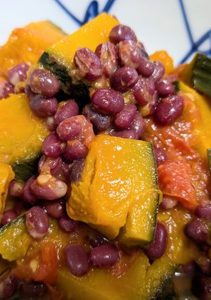 ラタトゥイユ風♪かぼちゃ＆トマト＆小豆煮-レシピのメイン写真