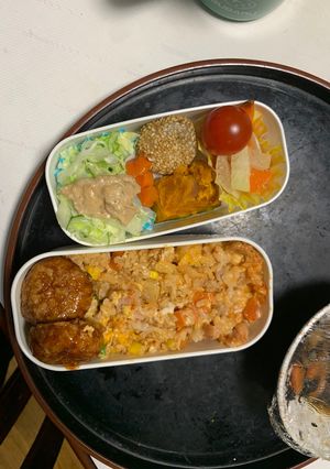 レンジ簡単クリーミー洋風ガパオ味炒飯弁当-レシピのメイン写真