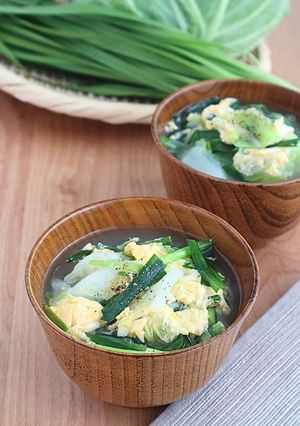 簡単！にらとキャベツのスープ-レシピのメイン写真