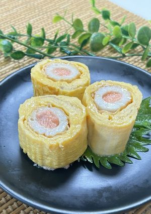 絶品！ちくわの穴に明太マヨ卵焼き＊お弁当-レシピのメイン写真