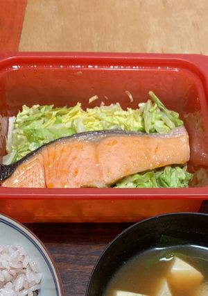 ひとりごはん用　甘塩鮭キャベツ蒸し-レシピのメイン写真