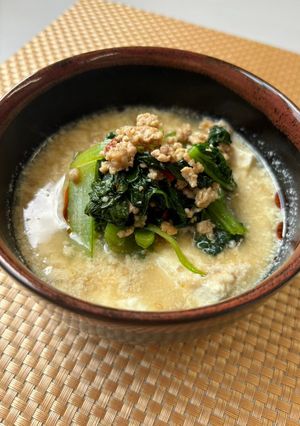 小松菜の坦々スープ by 草津市-レシピのメイン写真