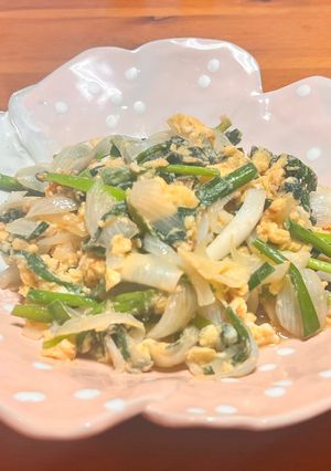 簡単料理♡新玉ねぎDEニラ玉♡-レシピのメイン写真
