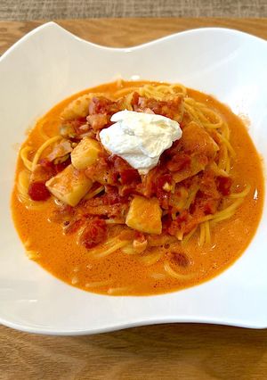 シーフードトマトクリームパスタ-レシピのメイン写真