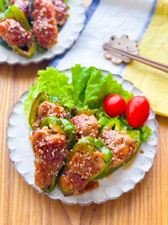 豚こまピーマンの甘辛肉詰め-レシピのメイン写真