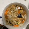 ゴロゴロ野菜と魚肉のキムチレモン味炒煮風