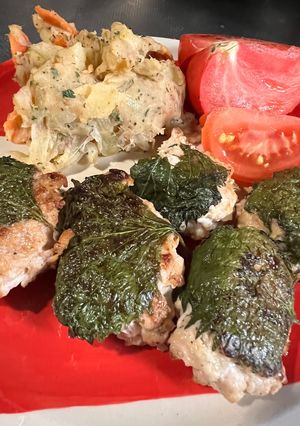 鶏ひき肉の豆腐つくね大葉巻き-レシピのメイン写真