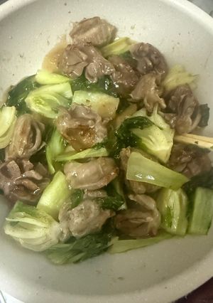 砂ずりとチンゲン菜の鶏ガラ炒め-レシピのメイン写真
