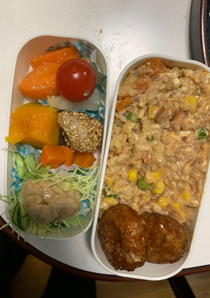 全てレンジさっぱり洋風梅ウスター炒飯弁当-レシピのメイン写真