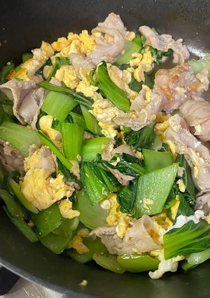 簡単時短！ミニ青梗菜と豚バラの炒め物-レシピのメイン写真