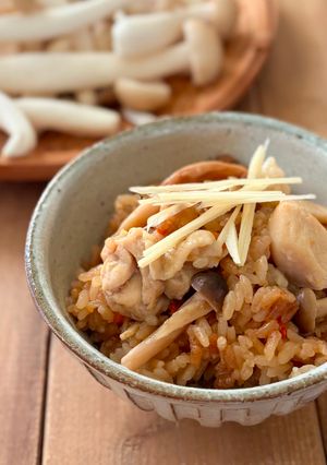 簡単♪鶏肉としめじの炊き込みごはん-レシピのメイン写真