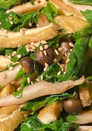 セロリの葉・油揚げ・しめじのポン酢炒め♤-レシピのメイン写真