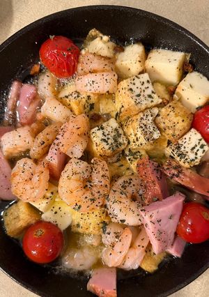 厚揚げとエビ｜ベーコンのアヒージョ-レシピのメイン写真