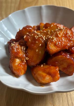 サツマイモと鶏肉の旨辛コチュジャン炒め☆-レシピのメイン写真