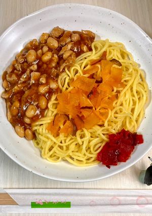 チキン焼きそば…麻婆・鶏肉・大豆・福神漬-レシピのメイン写真