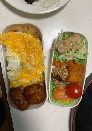 レンジ中華梅クリーム金平味オムライス弁当-レシピのメイン写真