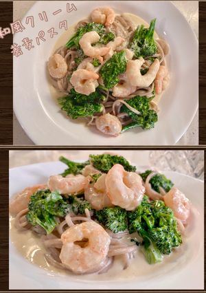 海老ブロッコリー和風クリーム蕎麦パスタ-レシピのメイン写真