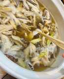 釣って来たヒラメをキノコ鍋でしゃぶしゃぶ