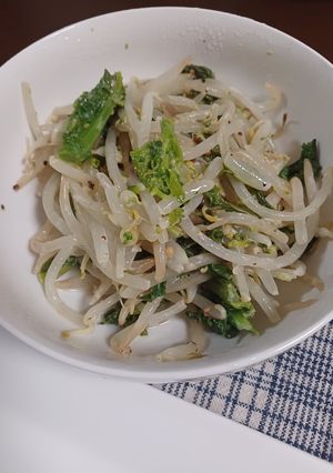 菜の花ともやしの味噌マヨマスタード和え-レシピのメイン写真