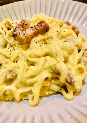 ほんだしで濃厚カルボうどん-レシピのメイン写真