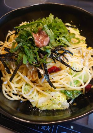 春キャベツ☆釜揚げしらすの酒盗のせパスタ-レシピのメイン写真