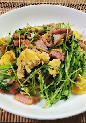 豆苗とベーコンと玉子の炒め物-レシピのメイン写真