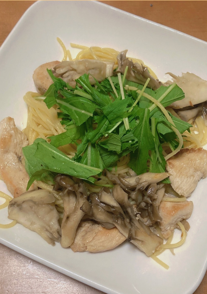 簡単！舞茸と水菜のヘルシー和風パスタ-レシピのメイン写真