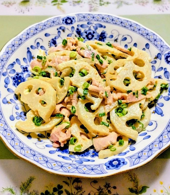 簡単夕飯副菜れんこん顆粒ポン酢マヨサラダ作り置き-レシピのメイン写真