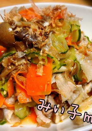 きゅうりとキノコの梅だれ冷しゃぶ-レシピのメイン写真