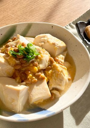 ラクうま♪豆腐と納豆の卵とじ-レシピのメイン写真