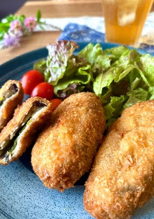 夏の夕食★茄子チーズ大葉の豚肉巻きフライ-レシピのメイン写真