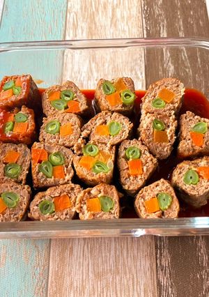 ミートローフ風⭐︎野菜のロールハンバーグ-レシピのメイン写真