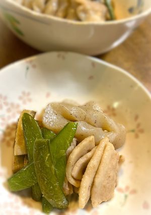 冷凍スナップエンドウ豚バラこんにゃく煮-レシピのメイン写真