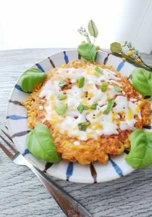 【簡単】余ったパスタで！オープンオムレツ-レシピのメイン写真