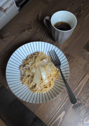 豚肉と根菜の和風昆布つゆピリ辛パスタ-レシピのメイン写真