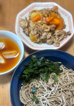 冷やしわかめそばと肉じゃが-レシピのメイン写真