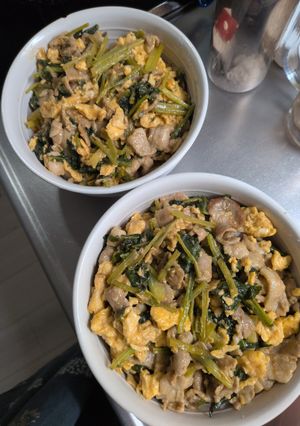 小松菜と豚バラのふわたま中華丼-レシピのメイン写真
