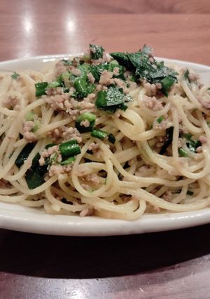ニラのミートソースパスタ-レシピのメイン写真
